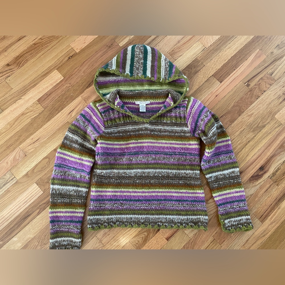 Vintage 90s y2k free people wool blend knit hoodie sweater